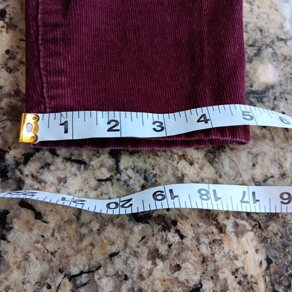 Size 4 Eddie Bauer Slightly Curvy Skinny Corduroy Pants Womens Burgundy Red - Picture 11 of 13